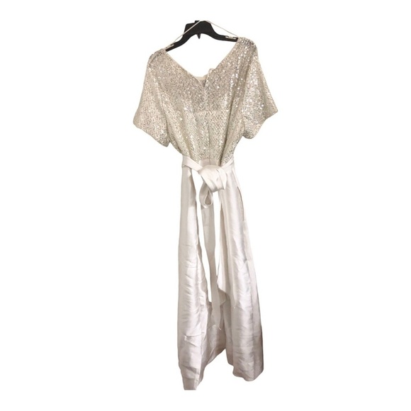 R&M Richards IVORY Short Sleeve Sequin-Embellished Hi -Low Plus size gown sz20W - Picture 12 of 16